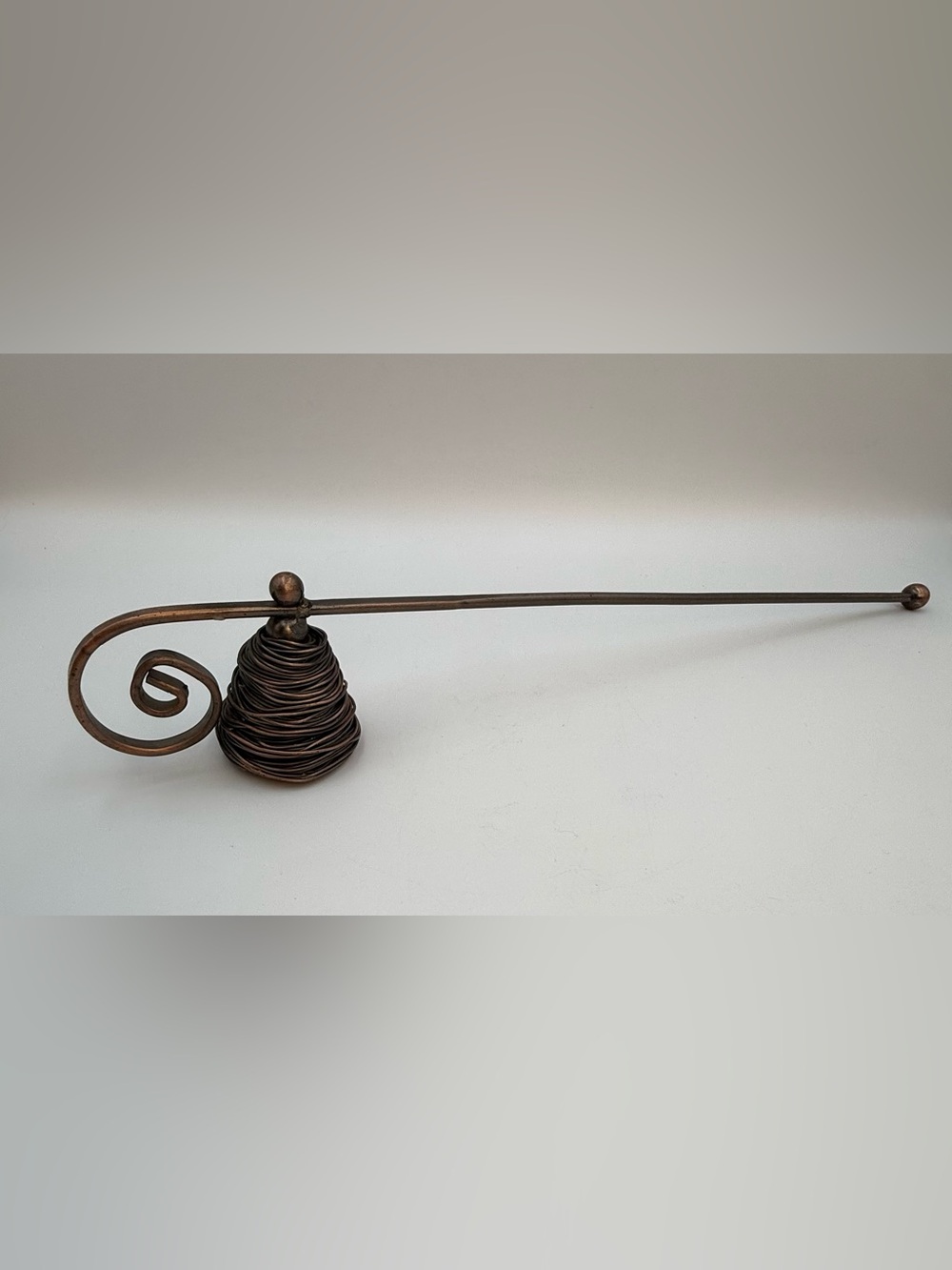 Vintage Brown Metal Wire Decorative Hook with Swirl Accent